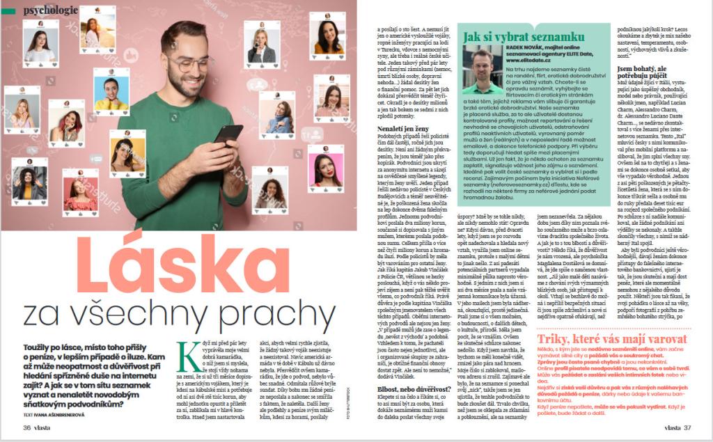 ELITE Date v časopise Vlasta